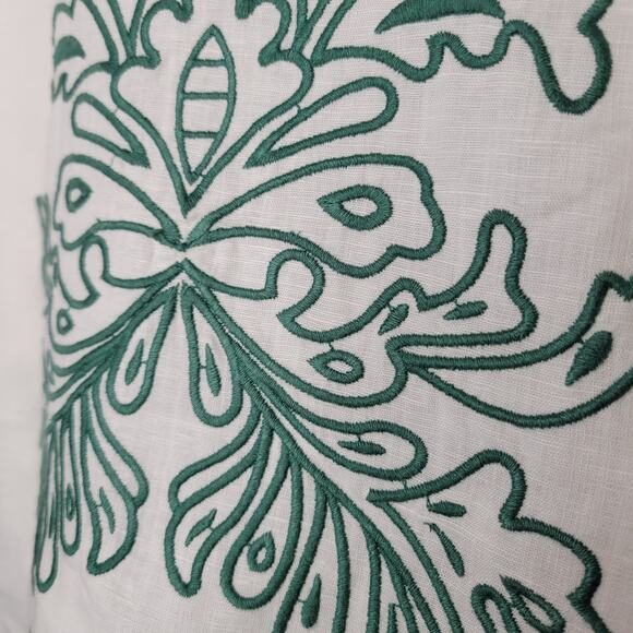 Talbots Linen Cotton Tank Top‎ Women's Size L Petite White Green Summer Coastal - Picture 5 of 9